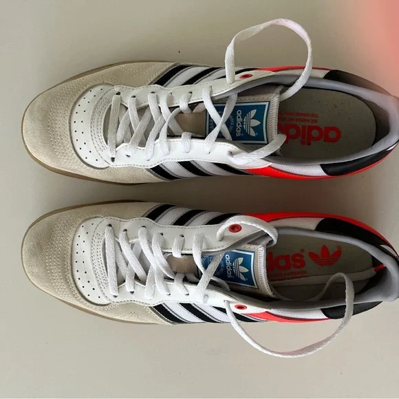 Adidas Men's White and Red Sneakers - Picture 2 of 5